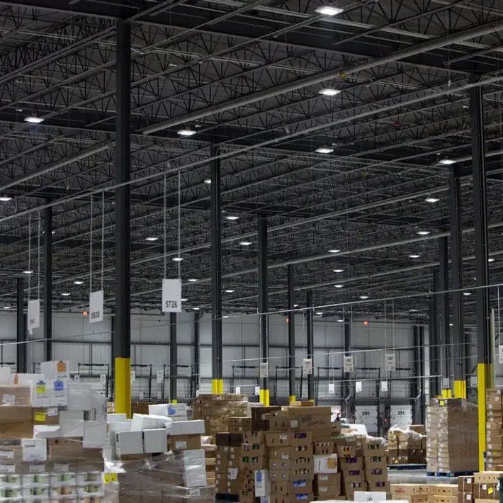 Modern Commerical Building Exterior with Warm Lighting